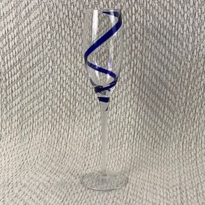 Pier 1 Cobalt Blue Swirl Swirline Champagne Flute‎ Glass Stemware Replacement